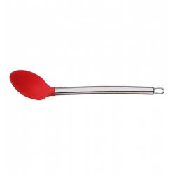Colher 34cm Silicone Vermelho Cabo Aço Inox
